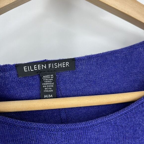Eileen Fisher Tunic Sweater Size Medium Womens Purple Merino Wool Pullover Knit - Picture 4 of 7
